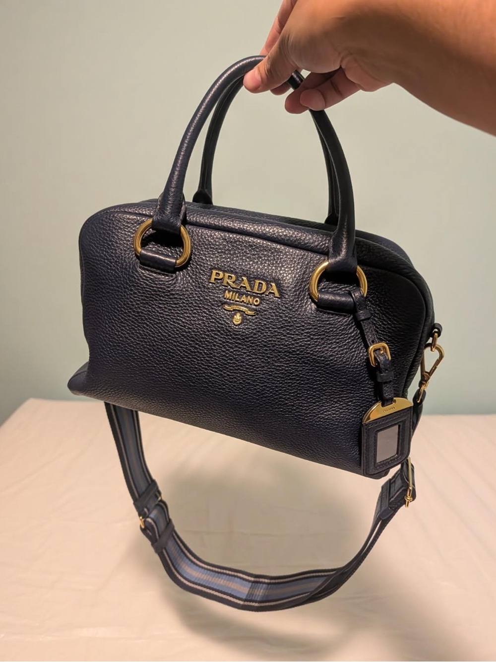 Prada Vitello Bauletto bag in Baltico